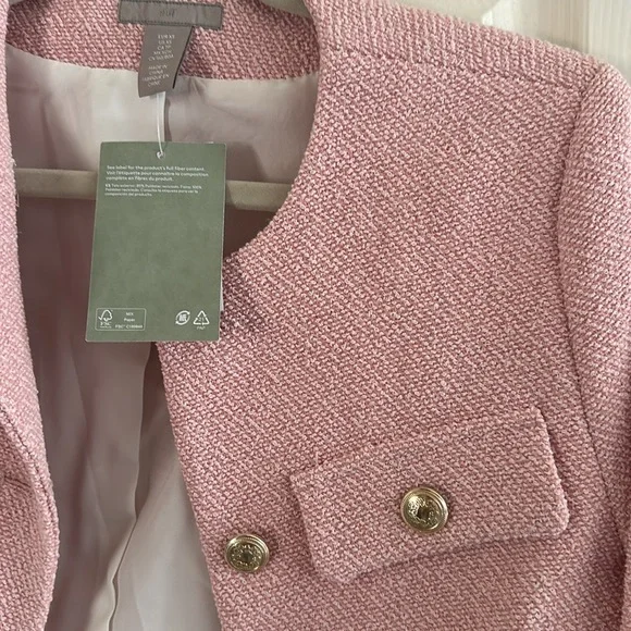 COQUETTE AESTHETIC SOLD OUT H&M LADY JACKET TEXTURED TWEED STYLE XS NWT 🌸🎀🩰✨ - Picture 6 of 9